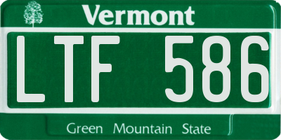 VT license plate LTF586