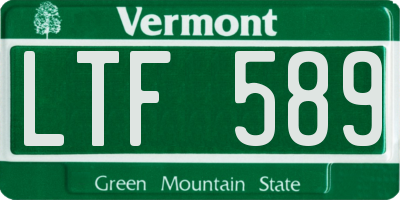 VT license plate LTF589