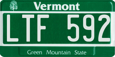 VT license plate LTF592
