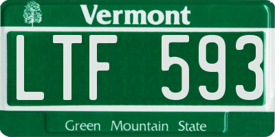 VT license plate LTF593