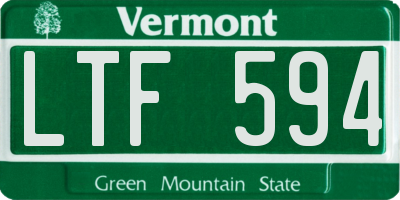 VT license plate LTF594
