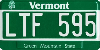 VT license plate LTF595