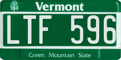 VT license plate LTF596
