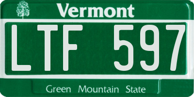 VT license plate LTF597