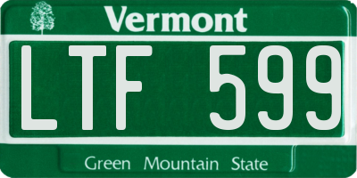 VT license plate LTF599