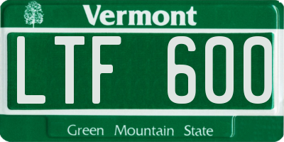 VT license plate LTF600