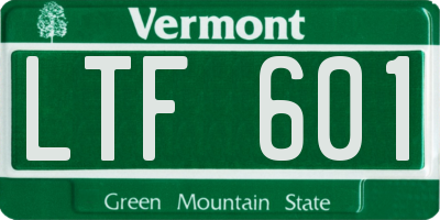 VT license plate LTF601