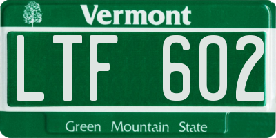 VT license plate LTF602