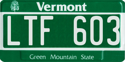 VT license plate LTF603