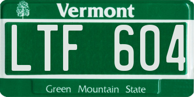 VT license plate LTF604