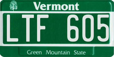 VT license plate LTF605