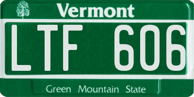 VT license plate LTF606