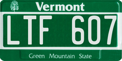 VT license plate LTF607