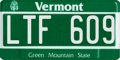 VT license plate LTF609