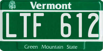 VT license plate LTF612