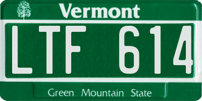VT license plate LTF614