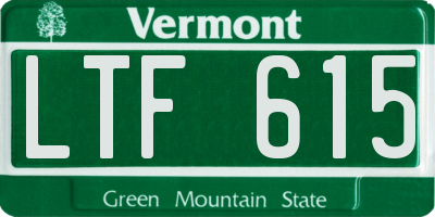 VT license plate LTF615