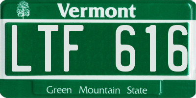 VT license plate LTF616