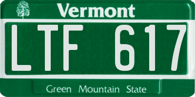 VT license plate LTF617