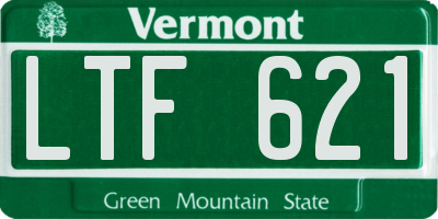 VT license plate LTF621