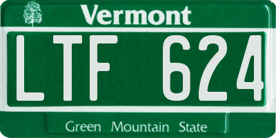 VT license plate LTF624