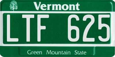 VT license plate LTF625
