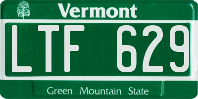 VT license plate LTF629