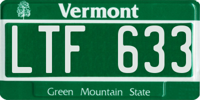 VT license plate LTF633