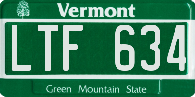 VT license plate LTF634