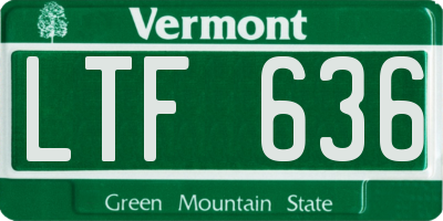 VT license plate LTF636