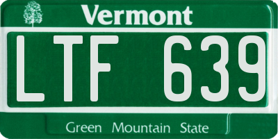 VT license plate LTF639