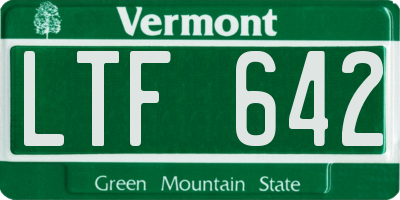 VT license plate LTF642