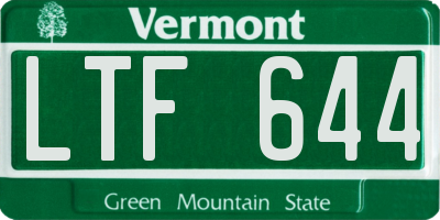 VT license plate LTF644