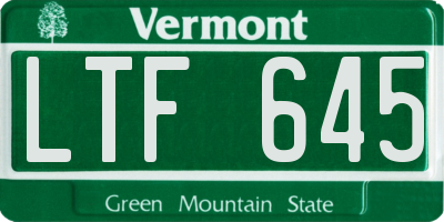 VT license plate LTF645