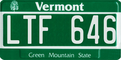 VT license plate LTF646