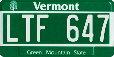 VT license plate LTF647