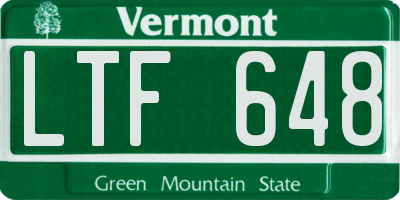 VT license plate LTF648