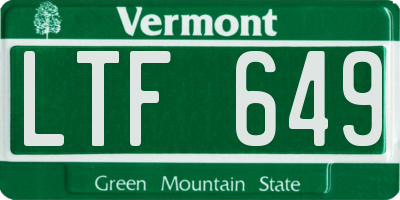 VT license plate LTF649