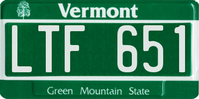 VT license plate LTF651