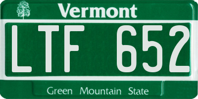 VT license plate LTF652