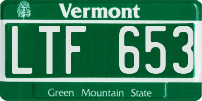 VT license plate LTF653