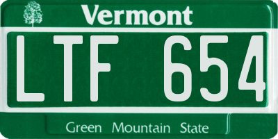 VT license plate LTF654