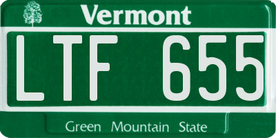 VT license plate LTF655