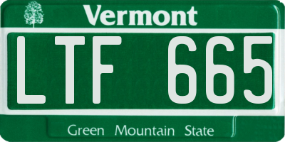 VT license plate LTF665