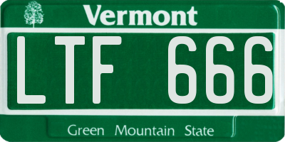 VT license plate LTF666