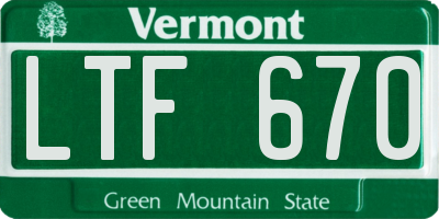 VT license plate LTF670