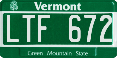 VT license plate LTF672