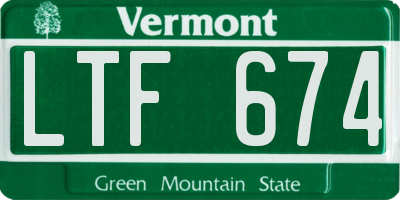 VT license plate LTF674