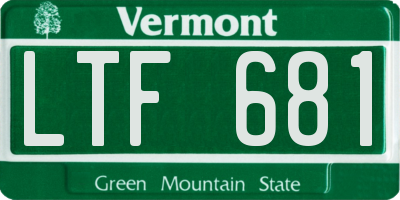 VT license plate LTF681
