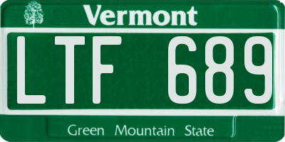 VT license plate LTF689